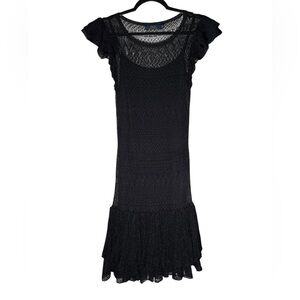 Polo Ralph Lauren Black Bodycon Lace Knit Dress Womens size Medium Designer
